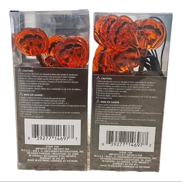 Pumpkin Jack-O-Lantern 10ct Orange Halloween 3’ LED Light Up String Lights NWT - Picture 4 of 5
